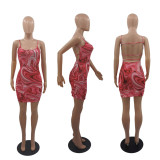 SC Sexy Printed Spaghetti Strap Backless Mini Dress YUF-1001
