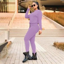 Casual Solid Long Sleeve Two Piece Pants Set TMF-80058