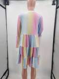 SC Fashion Printed Loose Long Sleeve Dress TK-6193
