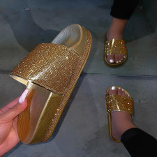 SC Rhinestones Platform Shoes Peep-toe Slippers Sandal MYAF-1012