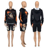 SC Casual Printed Hoodie And Shorts 2 Piece Suits GLF-10019