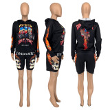 SC Casual Printed Hoodie And Shorts 2 Piece Suits GLF-10019