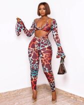 SC Sexy Printed Flare Sleeve Jumpsuits+Bra Top YUEM-66723