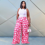 SC Plus Size Casual Printed Wide Leg Pants ONY-5103