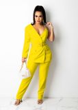SC Sexy One Shoulder Belted Blazer Two Piece Suits BS-1283