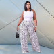 SC Plus Size Casual Printed Wide Leg Pants ONY-5103