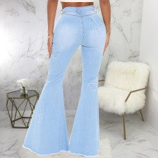 SC Plus Size Denim Butterfly Decorate Flared Jeans HSF-2576