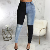 SC Plus Size Denim Patchwork Skinny Jeans HSF-2595