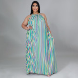 SC Plus Size Striped Sleeveless Loose Maxi Dress NNWF-7274