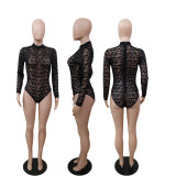 SC Plus Size Lace Long Sleeve Bodysuit+Pants 2 Piece Sets AWF-5899