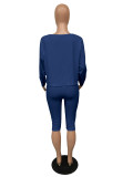 SC Solid Long Sleeve Top+Knee Length Pants 2 Piece Sets MZ-2558