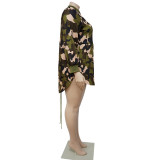 SC Plus Size Camo Print Drawstring Long Sleeve Mini Dress NNWF-7254
