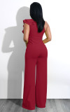 SC Sexy Solid V Neck Ruffled High Waist Jumpsuit MZ-2288