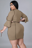 SC Plus Size 3/4 Sleeve Top Mini Skirt 2 Piece Sets YIDF-81338