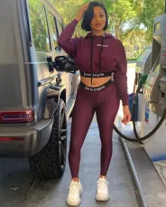 SC Casual Long Sleeve Hoodies Pants Two Piece Sets MOF-6642