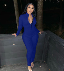 SC Casual Solid Long Sleeve One-Piece Jumpsuit XYMF-88077