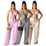 SC Sexy Striped Bow-Tie Vest Top And Pants 2 Piece Sets HNIF-HN034