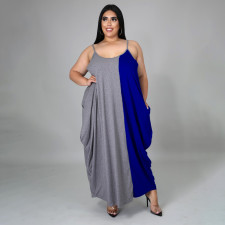 SC Plus Size Contrast Color Loose Sling Maxi Dress HNIF-DHN005