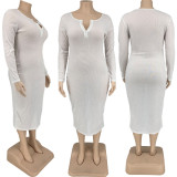 SC Plus Size Solid Full Sleeve Long Dress FNN-8629