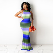 SC Sexy Striped Sleeveless Slim Maxi Dress HNIF-HN014