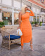 SC Sexy Solid One Shoulder Ruffled Split Long Dress BLX-8227