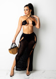 SC Sexy Knitted Bra Top Long Skirt Hollow Out 2 Piece Sets ZSD-0117