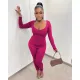 SC Solid Low Cut Long Sleeve Two Piece Pants Set NM-8380