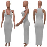Plus Size Sexy Solid Sleeveless Slim Maxi Dress ME-S812