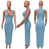 Plus Size Sexy Solid Sleeveless Slim Maxi Dress ME-S812