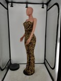 SC Sexy Leopard Off Shoulder Tube Jumpsuit (Without Chain) ANNF-6097