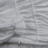 SC White Lace-Up Long Sleeve Mini Dress YNB-7216