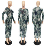 SC Sexy Mesh Print Long Sleeve Maxi Dress WSM-5277