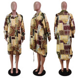 SC Casual Printed Full Sleeve Loose Shirt Dress WY-6835