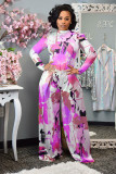 SC Casual Printed Long Sleeve Wide Leg Pants 2 Piece Suits RUF-8944