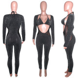 SC Sexy Mesh Patchwork Club Jumpsuit With Bra SH-390025