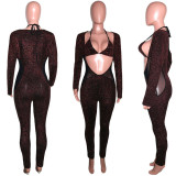 SC Sexy Mesh Patchwork Club Jumpsuit With Bra SH-390025