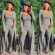 SC Plus Size Solid Ribbed Long Cloak+Tank Top+Pants 3 Piece Sets SH-403