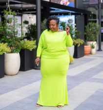 SC Solid Long Sleeve Casual Maxi Dress YS-8825