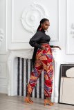 SC Colorful Printed Mid-Waist Pocket Casual Pants BS-1286