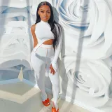SC Sexy One Shoulder Irregular Top And Pants 2 Piece Sets SH-3890