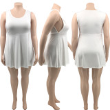 SC Plus Size Solid Sleeveless Mini Dress PHF-13256