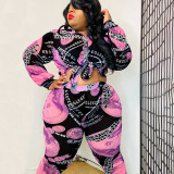 SC Plus Size Printed Long Sleeve Casual 2 Piece Sets HNIF-007