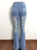 SC Denim Ripped Hole Flared Jeans LA-3286