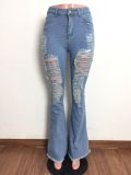 SC Denim Ripped Hole Flared Jeans LA-3286