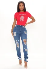SC Denim Ripped Hole Skinny Jeans Pants LA-3264