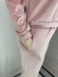 SC Plus Size Solid Velvet Hooded Zipper Coat +Tube Top+Pants 3 Piece Sets ZNF-9111