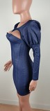 SC Sexy Puff Sleeve Slim Mini Dress BN-9299