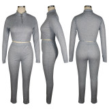 SC Solid Long Sleeve Two Piece Pants Set TE-4333