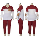 SC Plus Size Casual V Neck Two Piece Pants Set HEJ-J6002