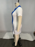 SC Plus Size Printed Short Sleeve Irregular Dress HEJ-S6066